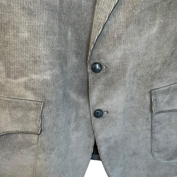 Vtg 1970s H Bar C Hi Sierra Gray Corduroy 2 Button Blazer w/ Suede Elbow Sz 48L - Picture 2 of 8